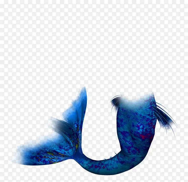 蓝色清新鱼尾装饰图案