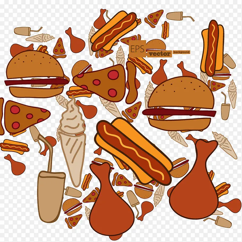 卡通快餐食品插画矢量素材