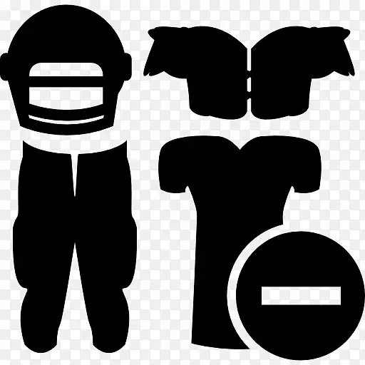 橄榄球运动员服装设备与减号图标