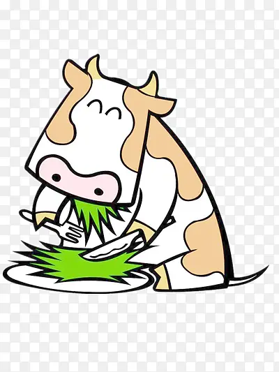 可爱的牛在吃草