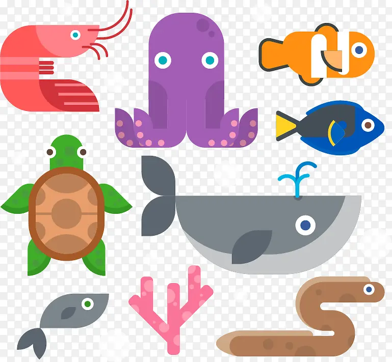矢量8款海洋动物设计素材