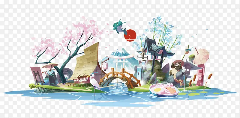 矢量日式插画