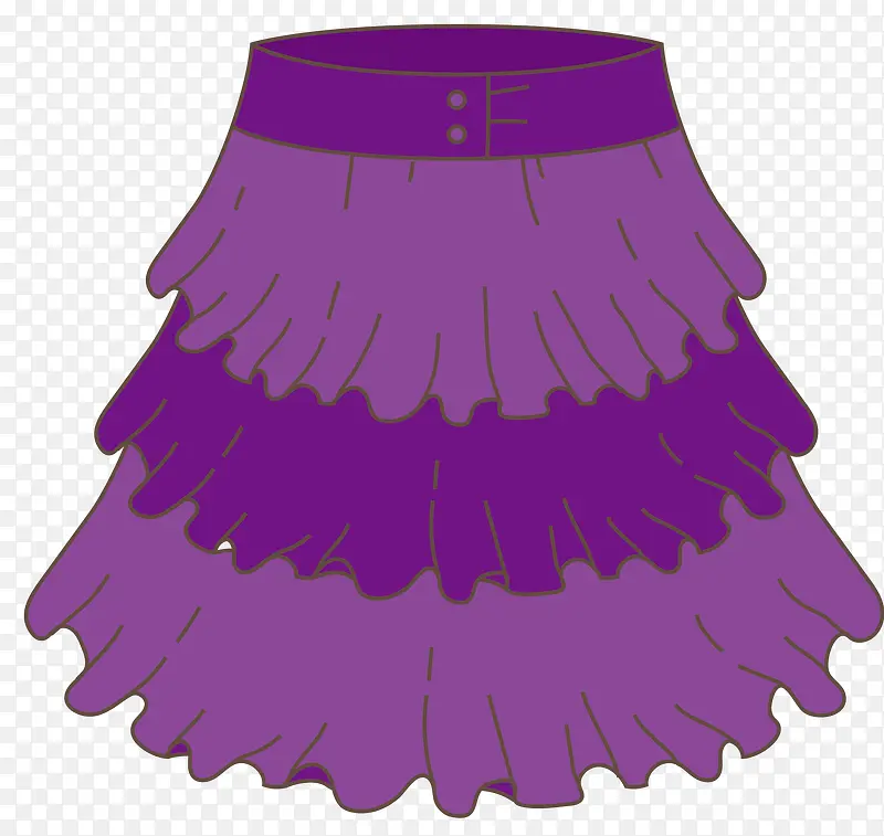 紫色矢量收腰百褶裙