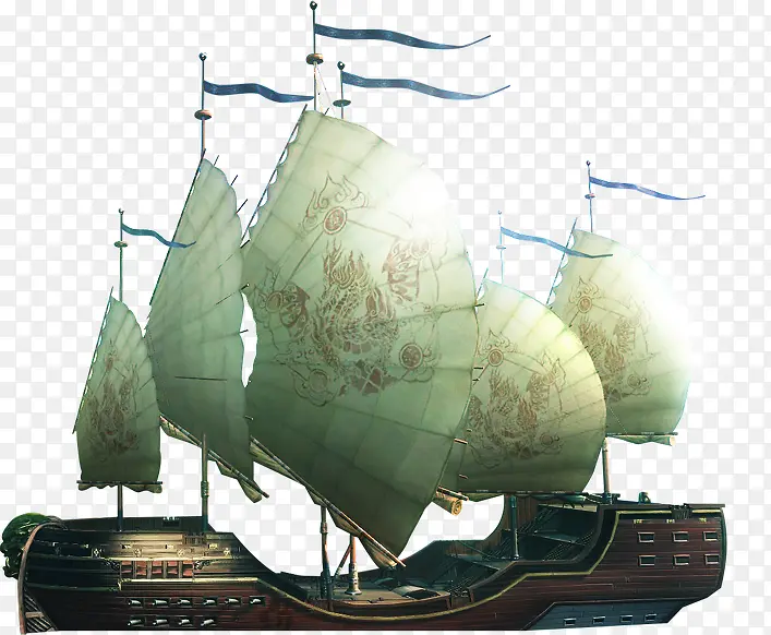 古老帆船模型海报背景