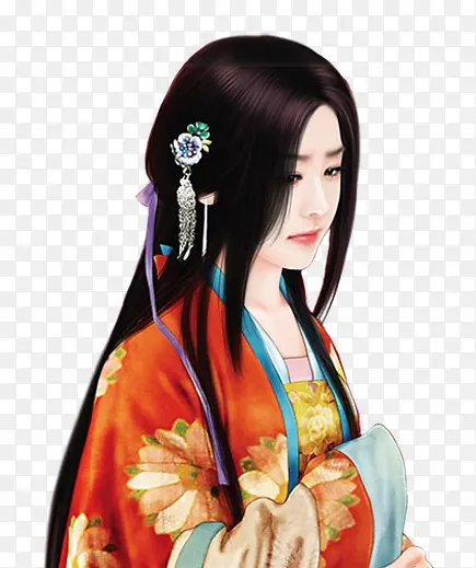 红衣忧郁女孩