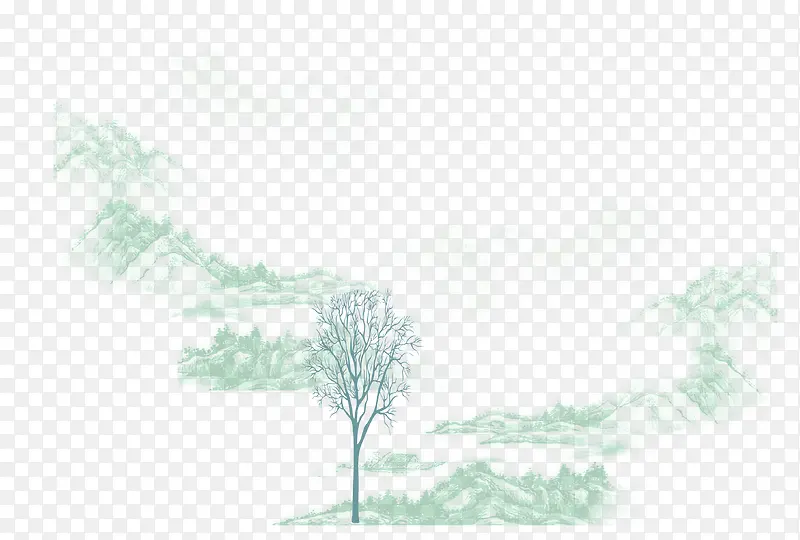 冬日山水小树背景