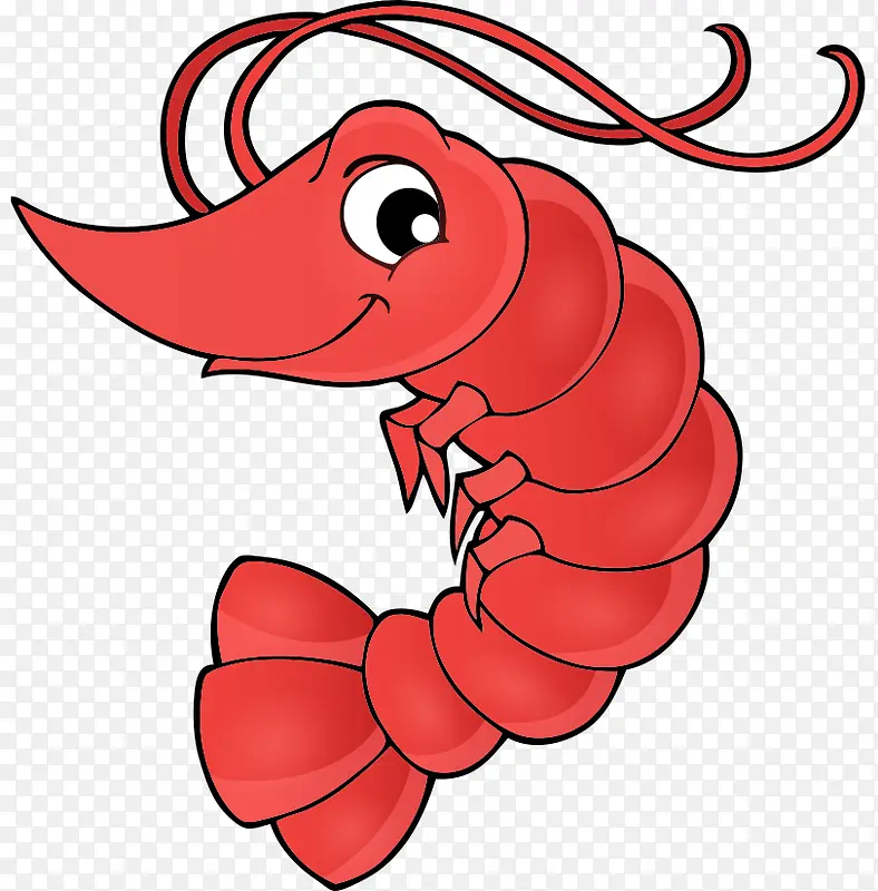 卡通手绘可爱红色大虾