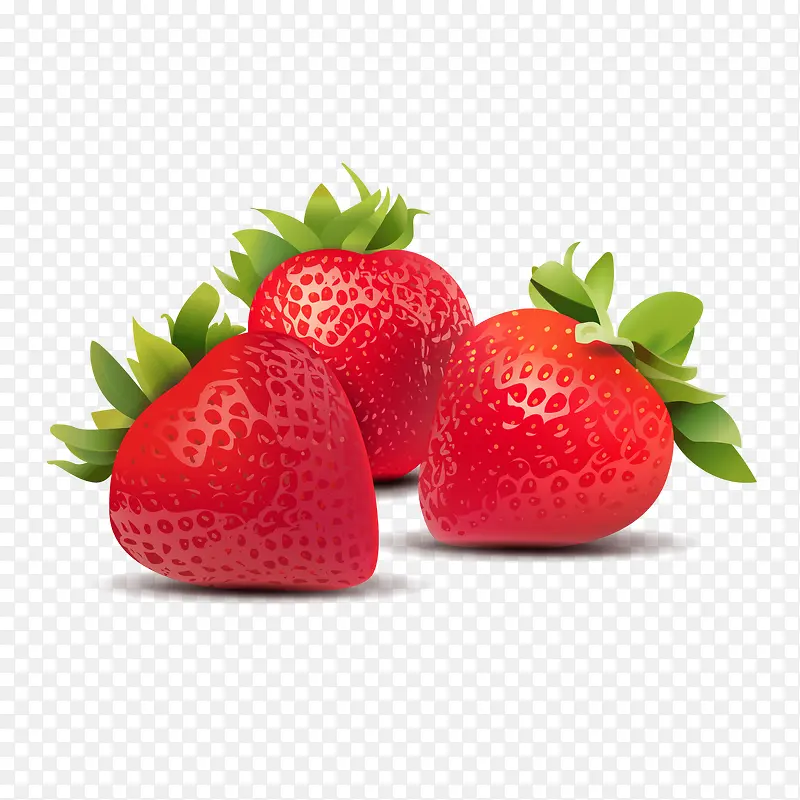 3个红色新鲜草莓矢量图