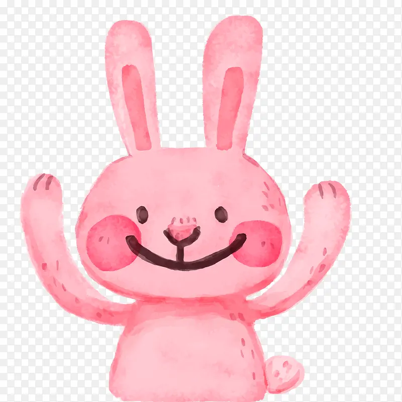 粉红色手绘可爱的小兔子设计