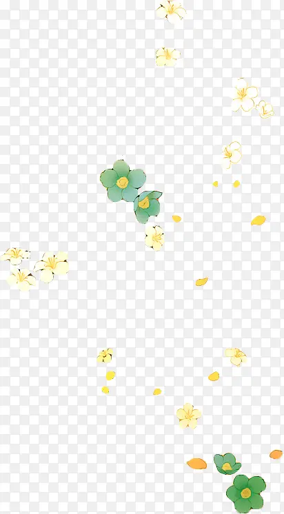 手绘黄绿色小花装饰