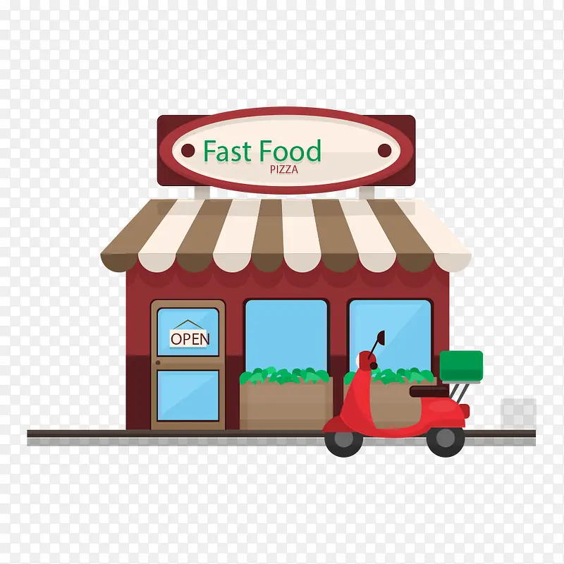 矢量卡通快餐店
