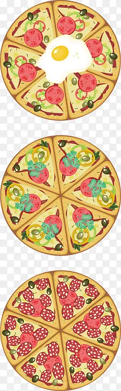 装饰三个披萨
