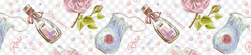 清新水彩手绘化妆品