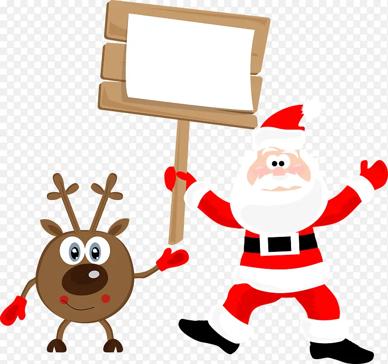 举牌的圣诞老人与圣诞鹿