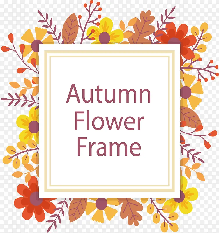 秋天花朵树叶标题框