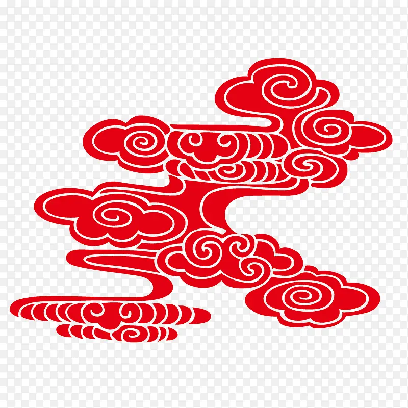 红色中国风祥云装饰