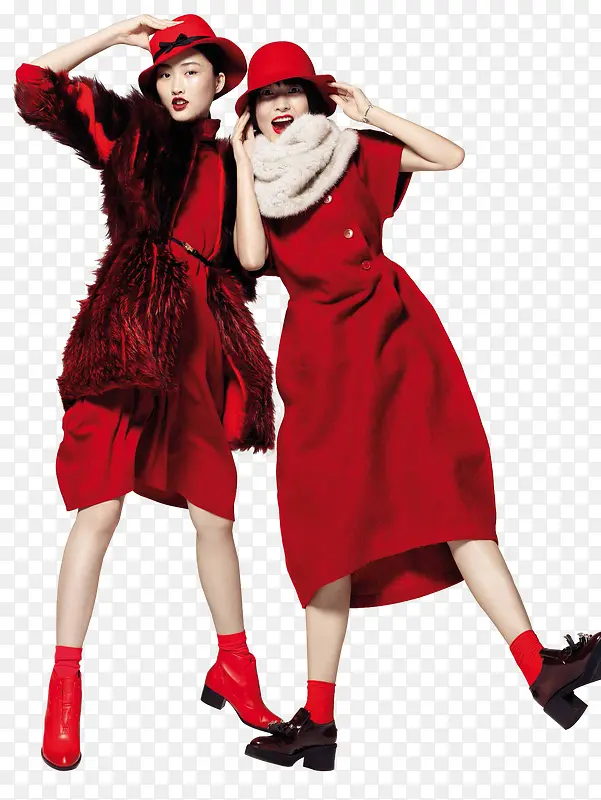 创意新年喜庆红色女装