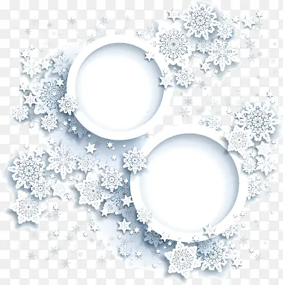 两个白色雪花圆框