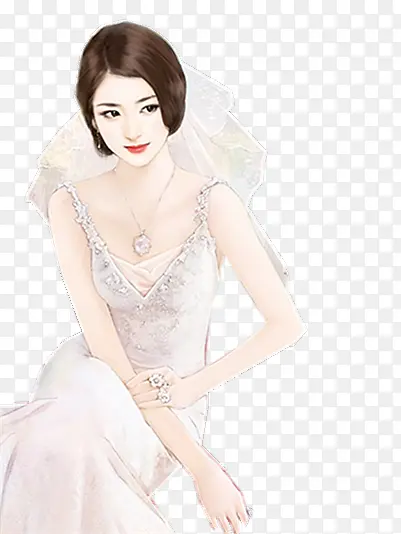 卡通白色衣服新娘