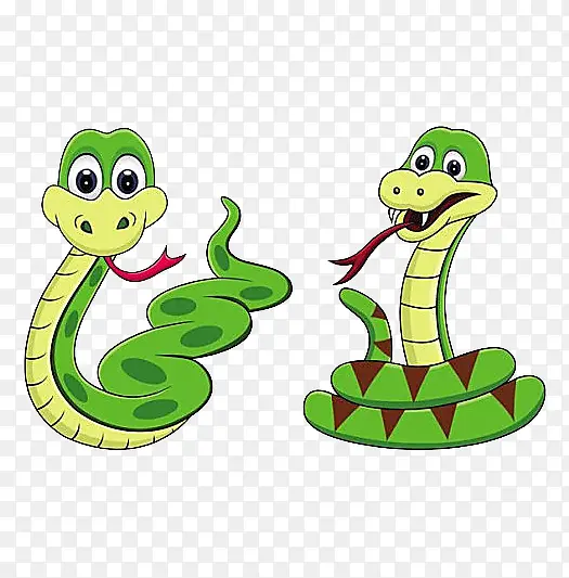 两条绿色的小蛇
