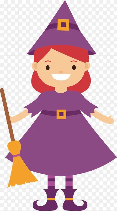 紫色衣服的小女巫