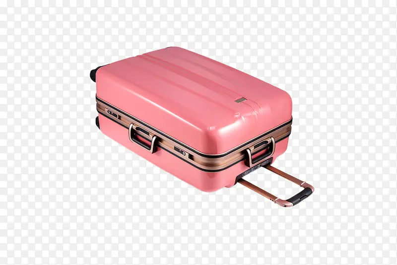 倒放的粉红色行李箱