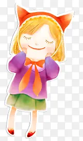 手绘可爱笔记本女生插图