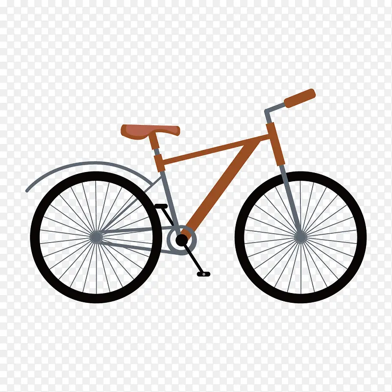 矢量棕色单车自行车卡通