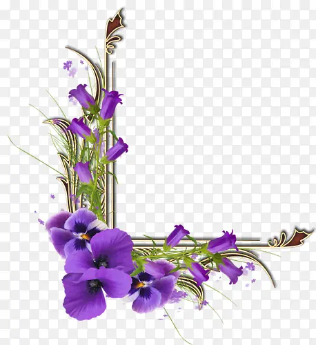 紫色花朵侧边框装饰