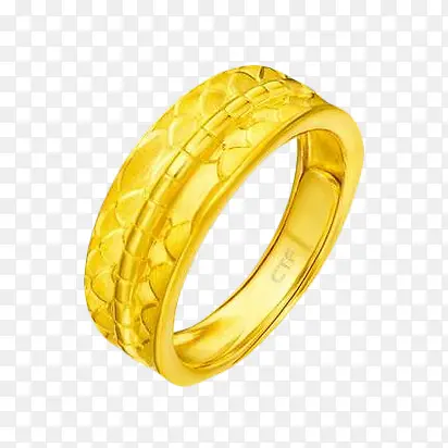 周大福蛇纹黄金戒指