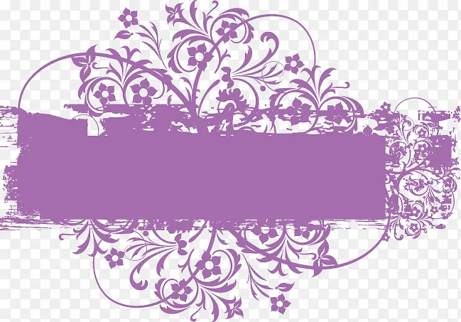矢量紫色花纹文本框