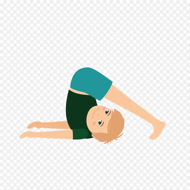 男孩卡通扁平化人物瑜伽健身