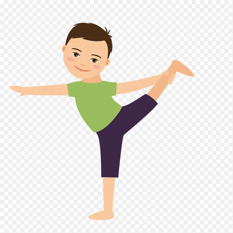 卡通扁平化人物瑜伽健身