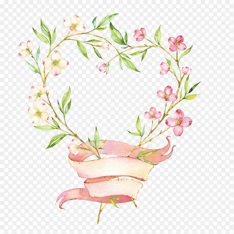 粉色花朵植物花环