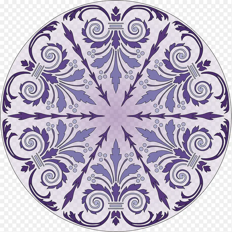 紫色唯美浪漫欧式图案矢量图