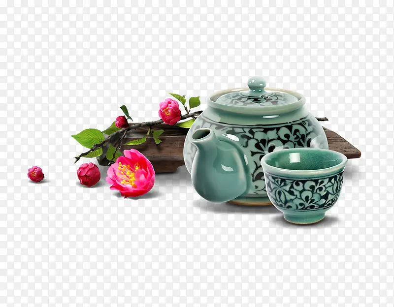 茶壶茶杯叶子