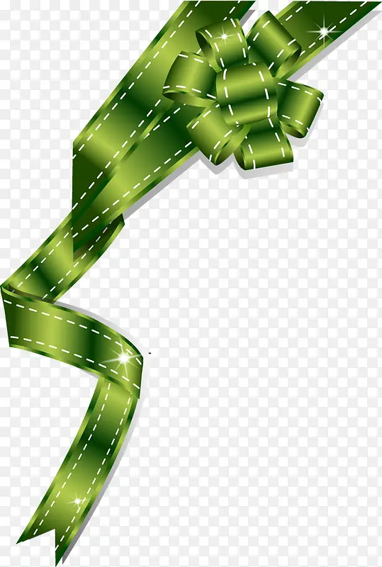 矢量礼盒装饰绿色丝带