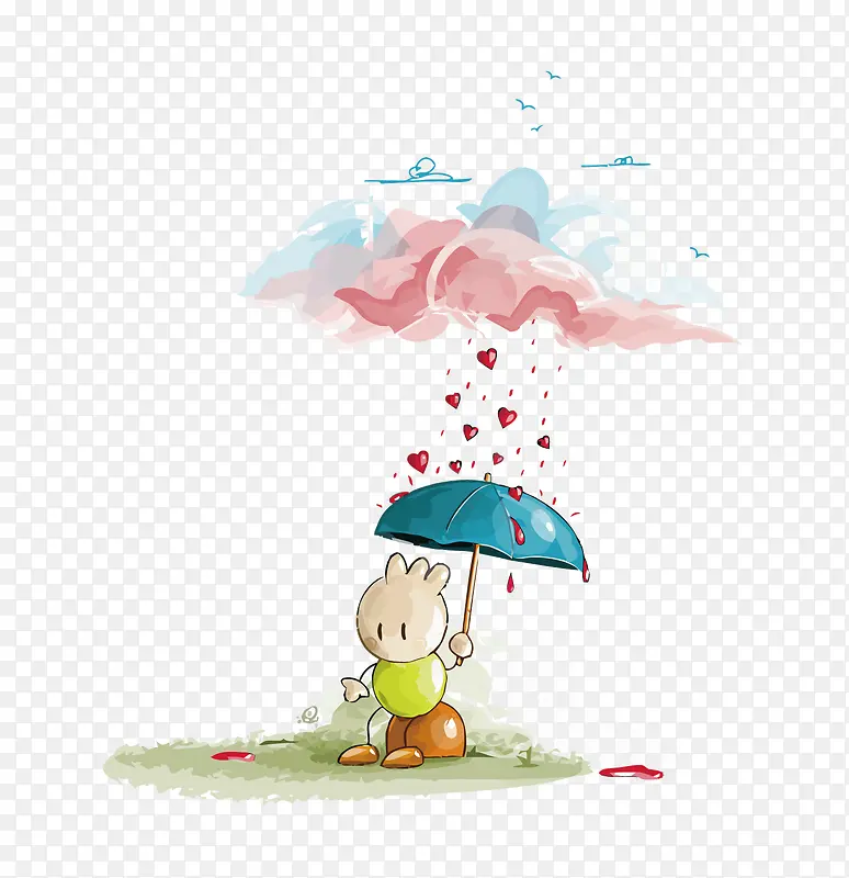 矢量下雨撑伞