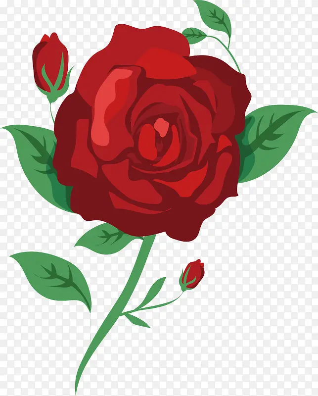 手绘红色玫瑰设计