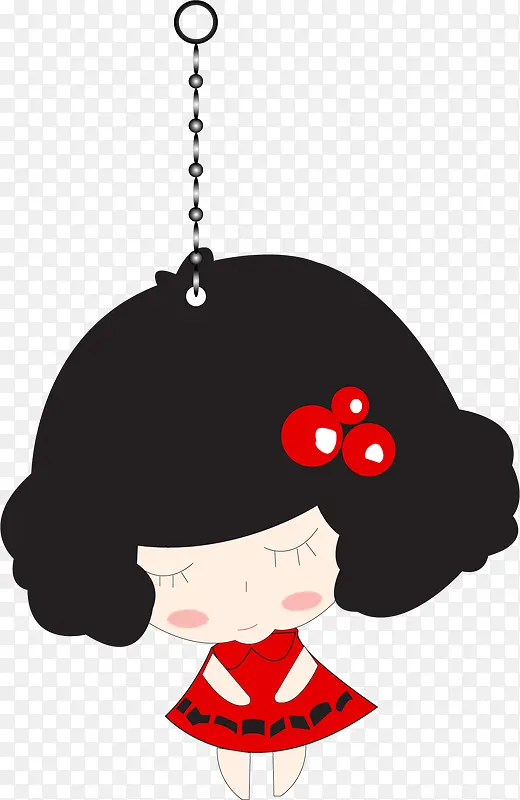 小女孩钥匙扣PNG矢量元素