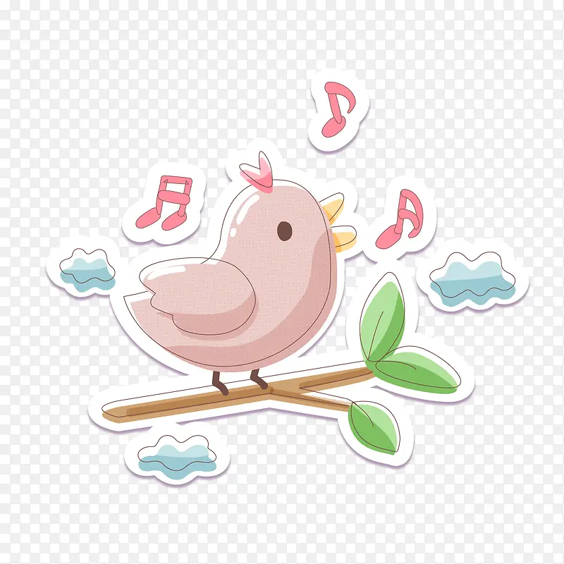 创意歌唱的鸟儿贴纸设计