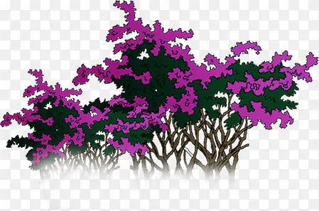 手绘紫色公园景观草丛