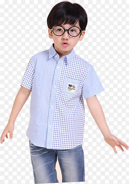 蓝色衬衫格子效果