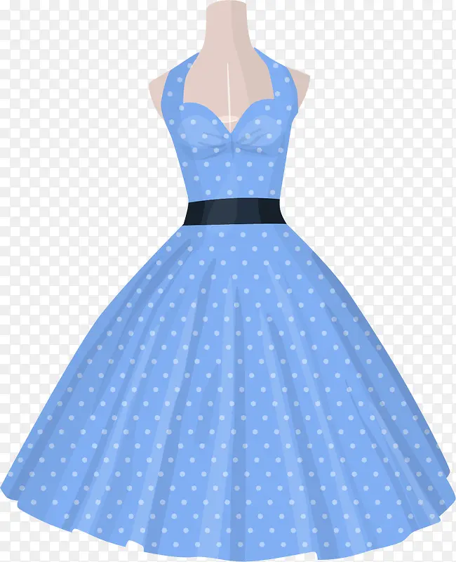 蓝色波点裙子