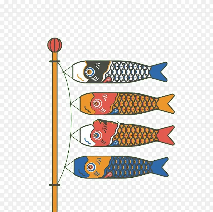 卡通鱼旗帜