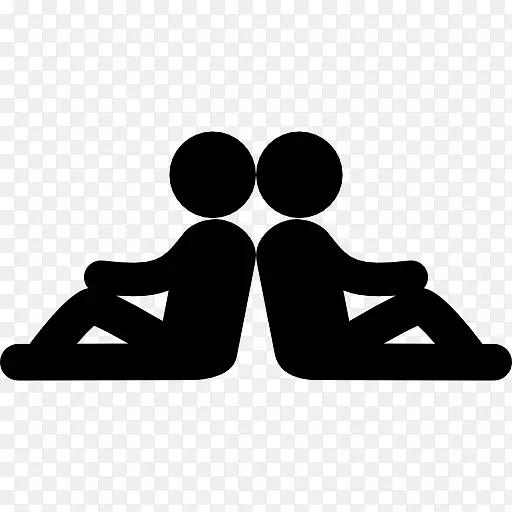 两人坐在对称的姿势图标