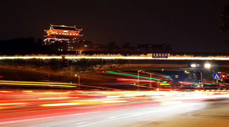 黑夜高速灯光车道