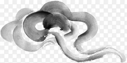 黑色古风毛笔绘画祥云