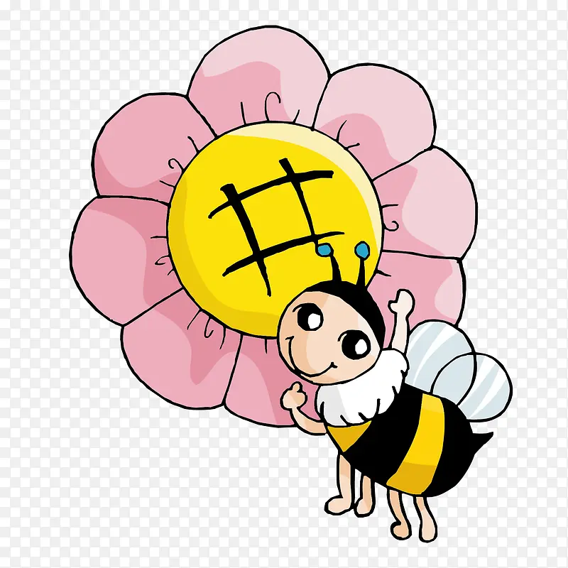 粉色花边的蜜蜂