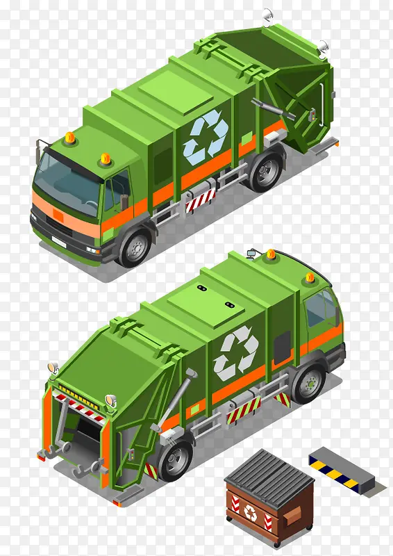 绿色垃圾车